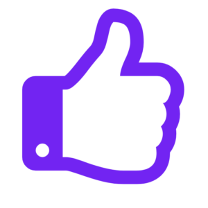 A purple thumbs up icon is featured on a white background, incorporating ProveSource.